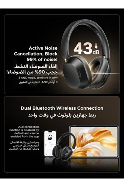 Generic Hitune Max 5C Wireless Over-Ear Headphones, ANC, Hi-Res, 75H Playtime