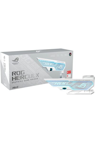 ASUS ROG Herculx Graphics Card Holder White (72-128mm, 3D ARGB, Aura Sync, Spirit Level)