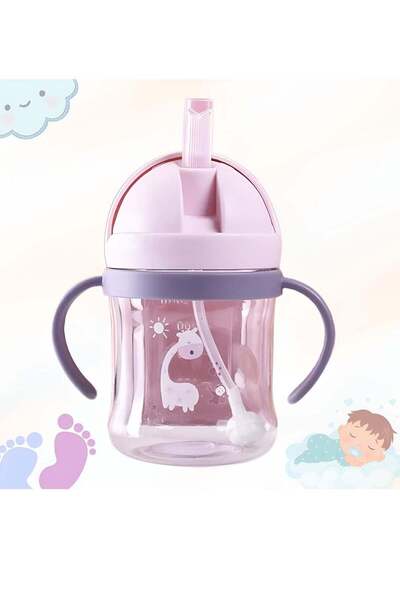 Gonice Sippy Cup with Straw, 250 ml, No Spill, Anti-Colic with Gravity Ball (Pink)