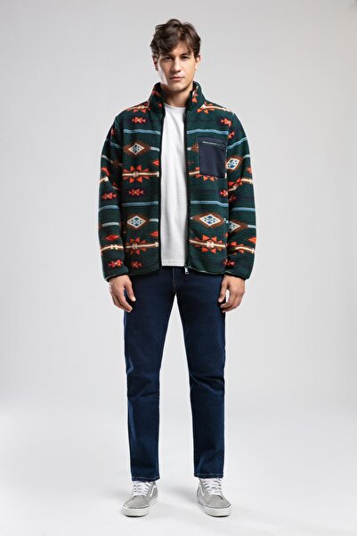 Lee Cooper Folks Erkek Dik Yaka Fermuarli Sweatshirt Yeşil