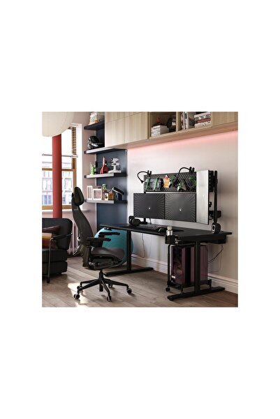 IKEA oyuncu masası, siyah-yeşil, 180x80 cm, elektrikli ayarlanabilir