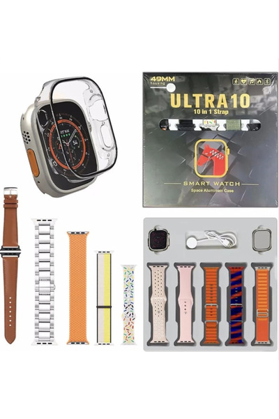 yollayenilensin Ultra 10 10in1 Akıllı Saat Seti, 49mm Büyük Ekran + 10 Kordon...
