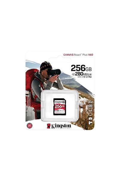 Kingston Κάρτα SD 256GB Canvas React Plus, SDXC, 280MB/s, Κλάση 10, UHS-II, U3, V60, Μαύρη