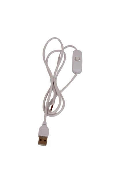 GÜMRÜK BEY Anahtarlı USB Erkek Kablo 5V 2 Amper Ucu Açık Beyaz USB Kablo 100 Cm