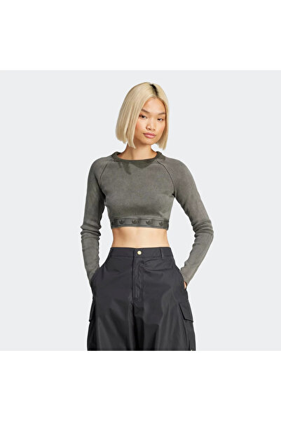 adidas Γυναικείο κοντό τοπ με ριμπ μανίκια