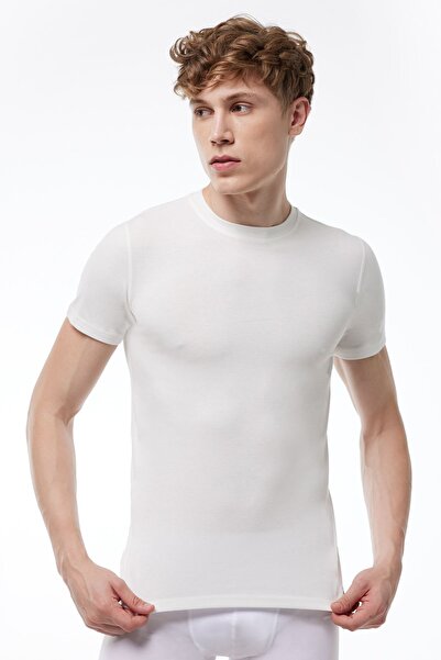 Malabadi قميص داخلي رجالي حراري بياقة دائرية وأكمام قصيرة