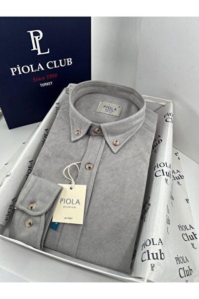 Piola Club Men's Shirt Without Pockets Regular Fit Velvet (Light Grey)