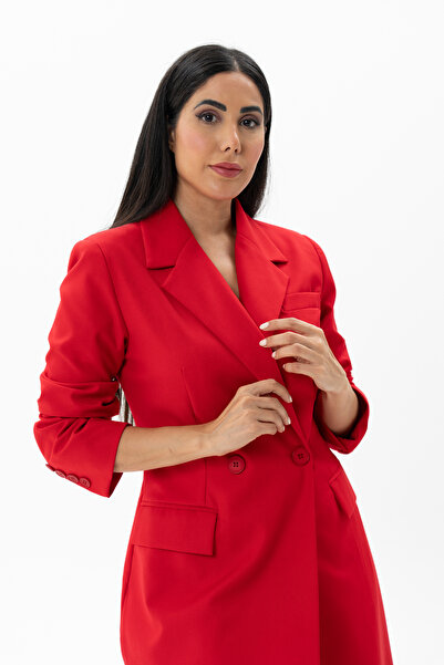 Borncelebs Red Long Jacket Overcoat Dress