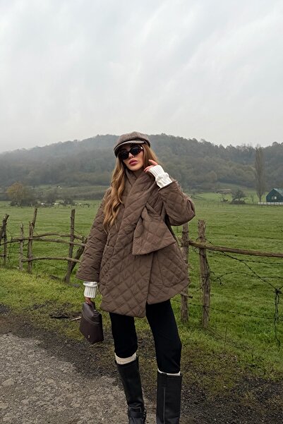 Laluvia Mink Quilted Shawl Coat - 0762