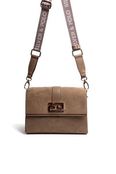 Silver Polo Silver & Polo Sp1009 Women's Crossbody Bag Suede Mink