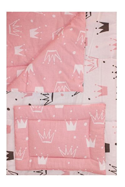 PRICHINDEL Set de lenjerie de pat 2 piese, reversibil, coroane de prințesă, r...