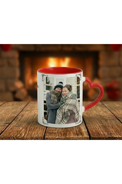 Yüksel Kişiye Özel Fotoğraflı ve İsimli İçi Kırmızı Kalpli Kupa Bardak
