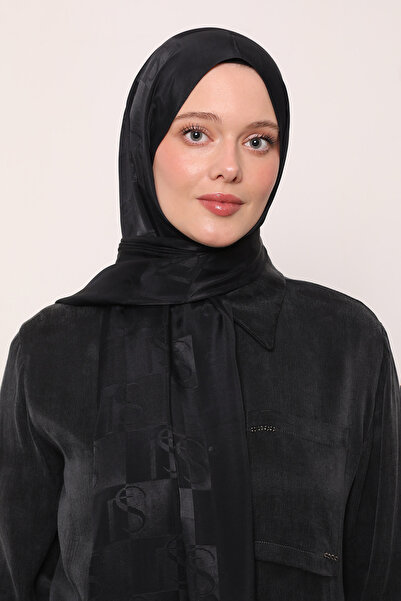 LuvenSara Σάλι από μεταξωτό ζακάρ με σχέδιο LS