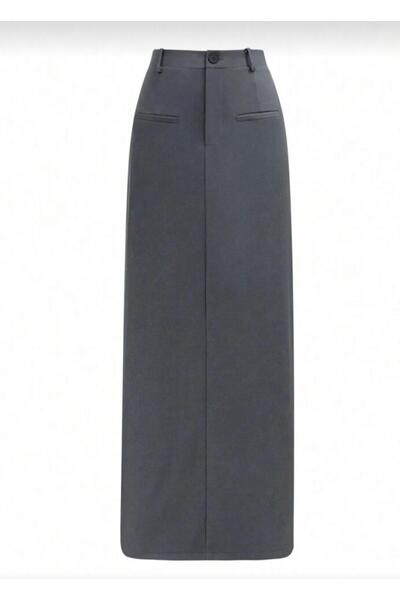 MEGOMEL High Waist Slit Long Skirt