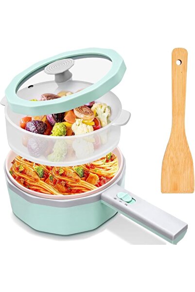 EXCEFORE قدر كهربائي ساخن مع قدر بخار - طنجرة رامين غير لاصقة سعة 1.5 لتر مع ...