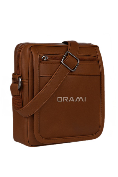 ORAMI Passport Side Bag: Premium Brown PU Leather Crossbody for Travel & Daily Essentials
