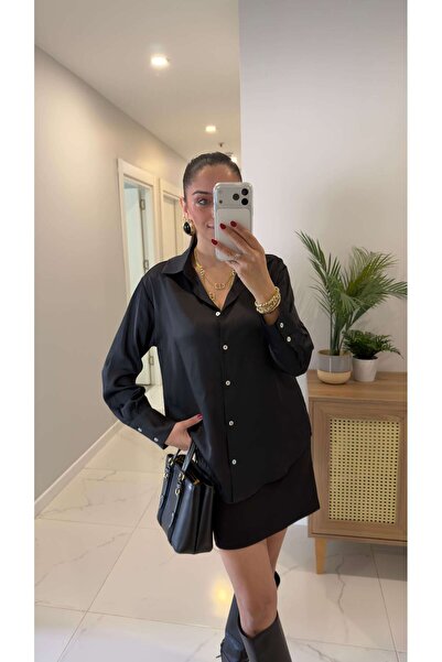 BİRCANÇİL Kenwy Black Satin Shirt