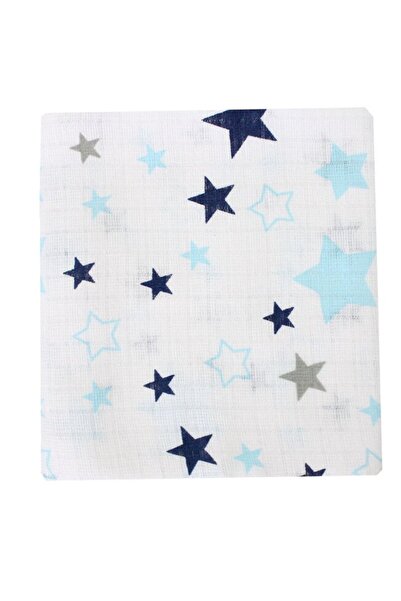 PRICHINDEL Scutec de muselină, alb cu steluțe, 75 x 70 cm