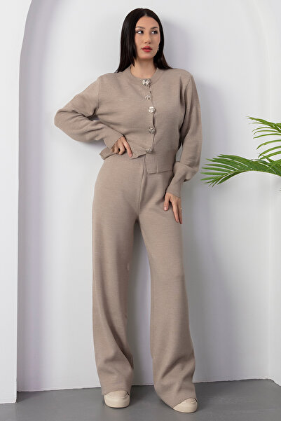PULLIMM Buttoned Cardigan Pants Knitwear Set L3004