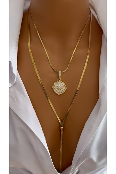 Nevaa Still Çelik çoklu charm kolye