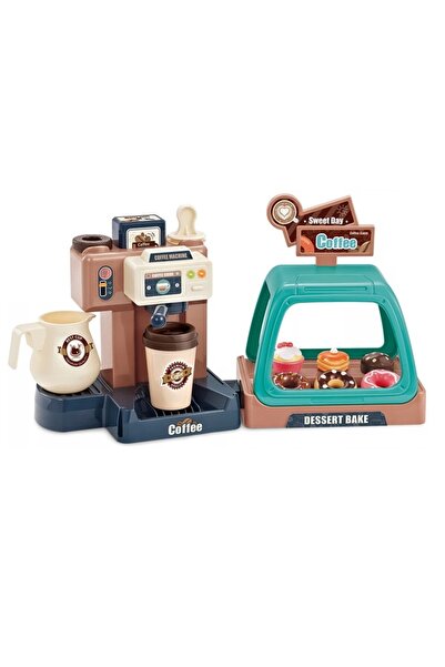 Doris Set de joaca pentru copii cafenea si desert interactiv cu 40 elemente,expressor,vitrina cu des