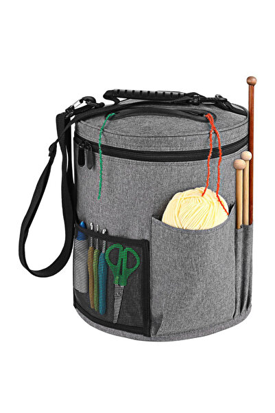 choice2 Gray Large Capacity Crochet Bag: Yarn Storage, Knitting Needle Organi...