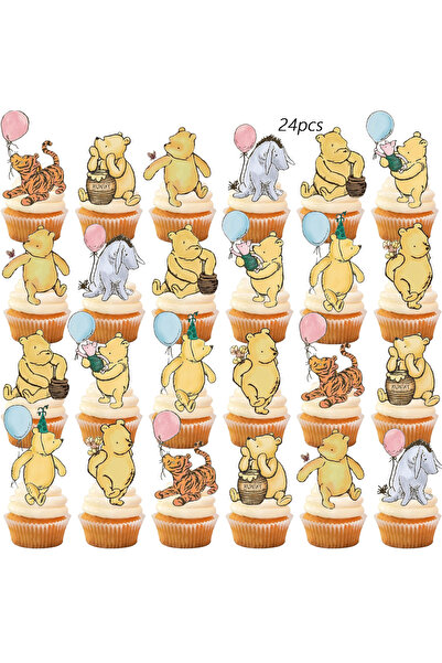 choice2 24 قطعة من زينة كعكة ويني ذا بوه، زينة الكب كيك، زينة عيد ميلاد ويني ...