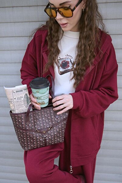 Ceylan Otantik Burgundy 3 Thread Basic Cardigan