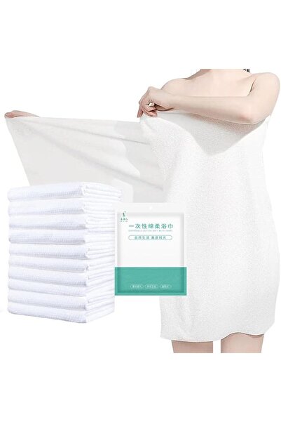 Goodern 10 Pack Disposable Pure Cotton Bath Towels - Large, White