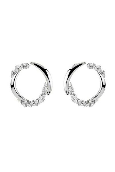 neslyaccessories Silver Pırlanta Işıltı Taşlı Küpe