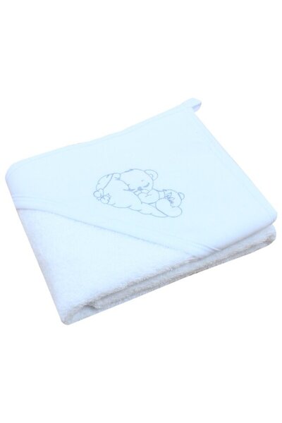PRICHINDEL Hooded towel - Sleepy Bear grey, cotton, white, 75 x 75 cm