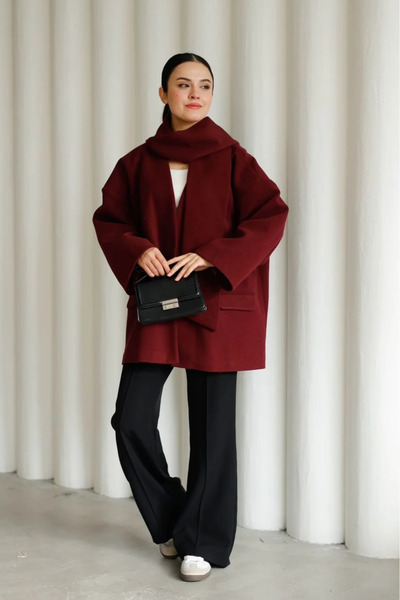 My Blog Burgundy Shawl Jacket - 25-912