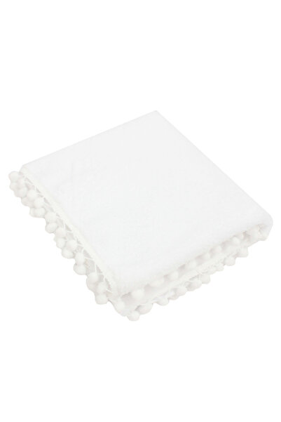 PRICHINDEL Pătură albă cu ciucuri