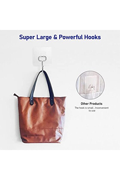 Sueva Set of 10 Adhesive Hooks, Stainless Steel, Transparent Finish