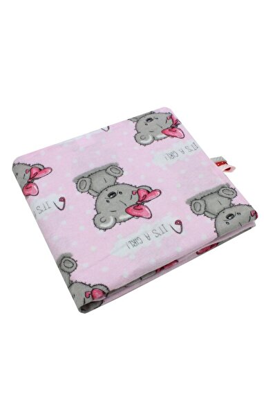 PRICHINDEL Pătură din flanel de bumbac, „It's a girl”, roz, 80 x 100 cm