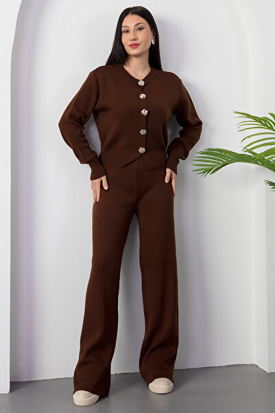 PULLIMM Buttoned Cardigan Pants Knitwear Set L3004
