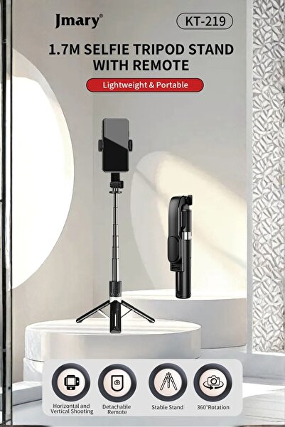 Jmary KT-239 1.7M Selfie Stick Tripod with Bluetooth Remote, Aluminum Alloy Phone Tripod Stand