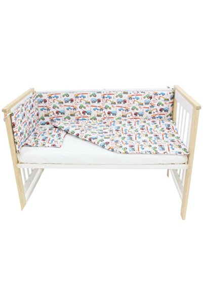 PRICHINDEL Set de lenjerie de pat pentru pătuț, 4 piese, Prichindel, cu mașin...