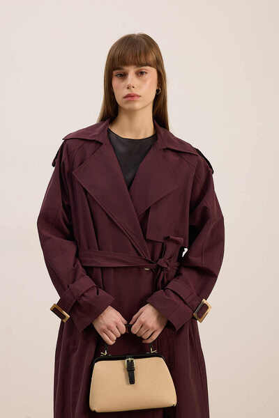 Beju be معطف واق من المطر مع حزام