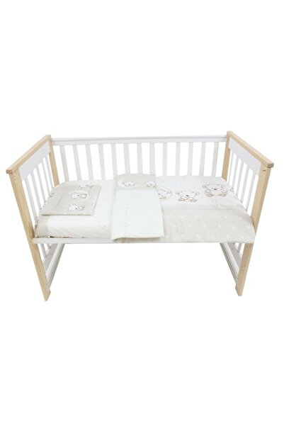 PRICHINDEL Set de lenjerie de pat 3 piese, Prichindel, dungi crem ursuleț, 12...