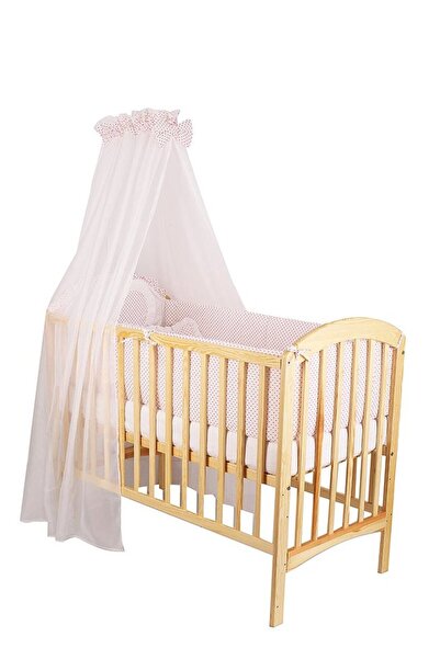 PRICHINDEL Copertină pentru pătuț, albă cu buline roz, 300 x 160 cm