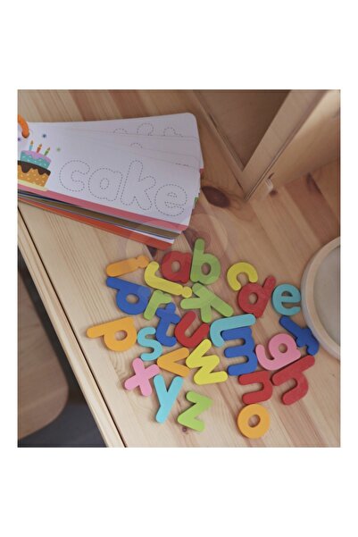 Tooky Toy Joc Litere din Lemn cu Fișe Ilustrate, Învață Alfabetul, Copii 3 Ani+
