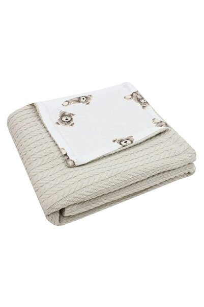 PRICHINDEL Pătură Anna, tricotată cu muselină Martinel pe dos, 80 x 100 cm, crem