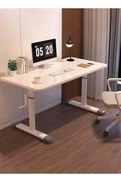 Taimi Large study desk 100x60 cm, height adjustable with steel legs - table for home - white