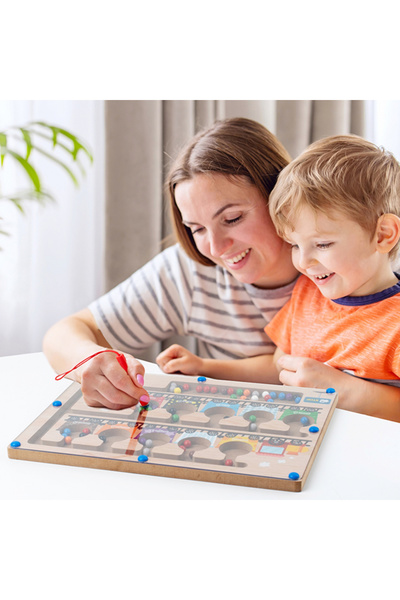 Doris Joc educativ Labirint din lemn pentru invatarea numerelor si culorilor,dezvolta dexteritatea,stilou