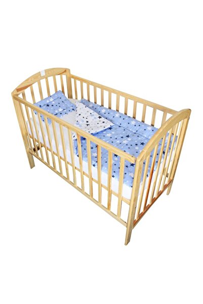 PRICHINDEL Lenjerie de pat pentru pătuț, 4 piese, față-verso, steluțe albastr...