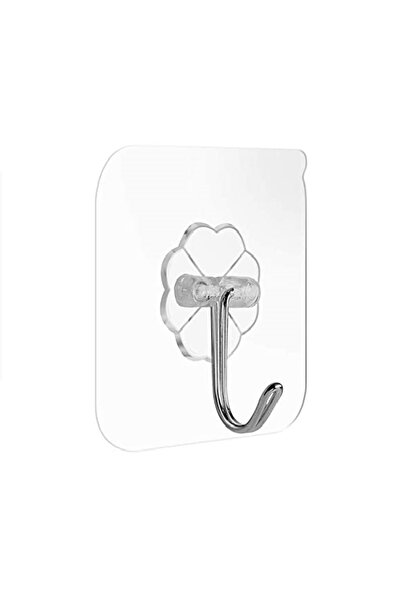 OEM Self-Adhesive Bathroom Hooks, Rubber/Metal, 60x60 mm, Transparent/Silver