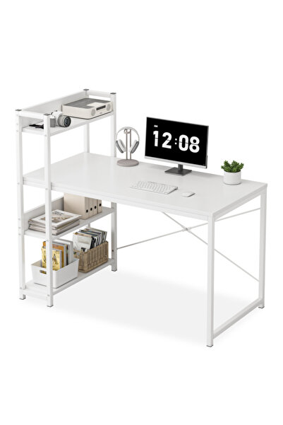 Bojasmiial Computer Table with 4 Tier Shelves -120 L x 50cm W x 72cm H