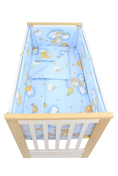 PRICHINDEL Lenjerie de pat Sleepy Bear, albastră, 5 piese, 140x70 cm