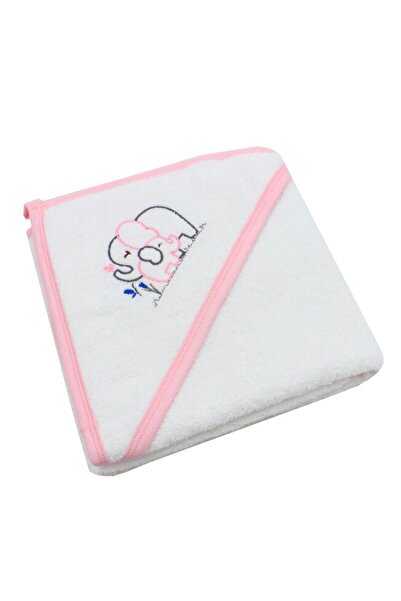 PRICHINDEL Prosop cu glugă , Elefanți roz, 80 x 100 cm, alb